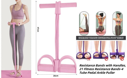 6 Tubes Natural Rubber Pedal Resistance Bands