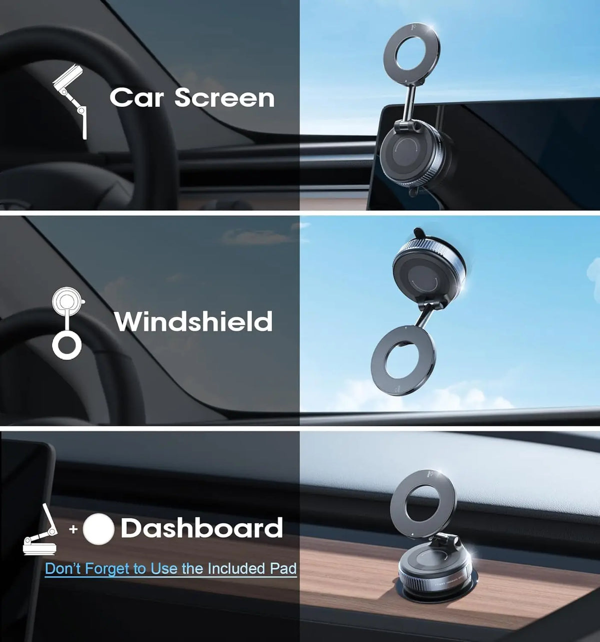 Foldable Vacuum Suction Magnetic Phone Mount