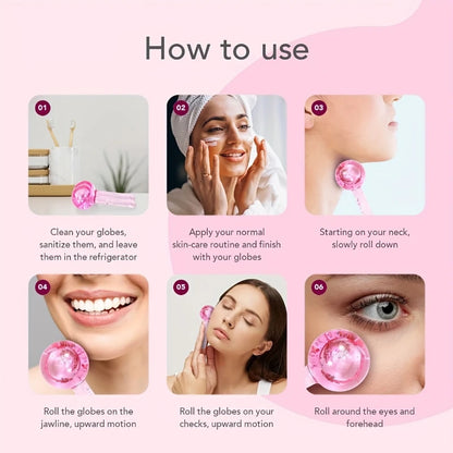 2PcsFacial Ice Globes Cooling Face Roller for Eye