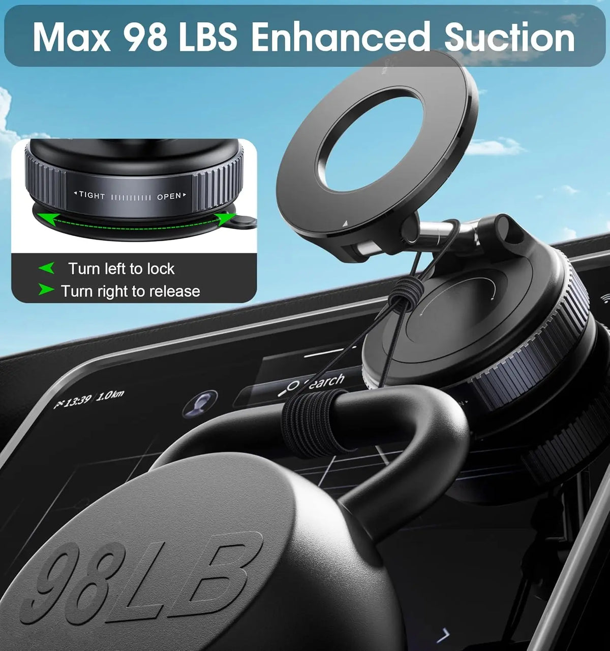Foldable Vacuum Suction Magnetic Phone Mount